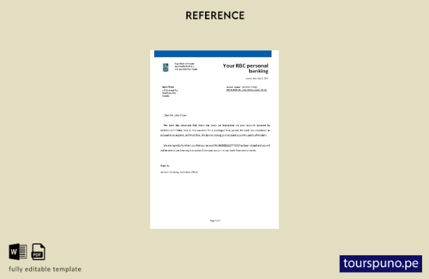 Plantilla de referencia de cierre de RBC de Canadá lista para imprimir